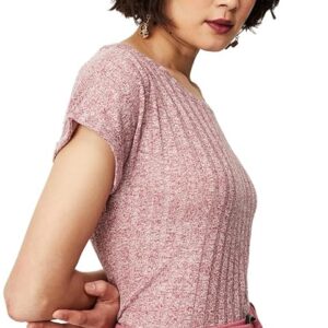 Max Women Textured Round Neck Regular Fit T-Shirt