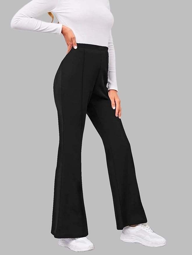 Dream Beauty Fashion Women's Bell Bottom High Waist Trouser, Elastic Flared Bootcut Pants, Stretchy Parallel Leg for Casual Office Work wear (Dhoni 4) - Image 3