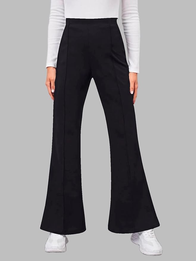 Dream Beauty Fashion Women's Bell Bottom High Waist Trouser, Elastic Flared Bootcut Pants, Stretchy Parallel Leg for Casual Office Work wear (Dhoni 4) - Image 4