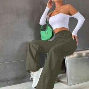 Aahwan Women's & Girls' Solid High Waist with Pockets Cargo Pants
