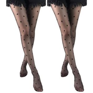 Full Leg Mesh Body Stockings Lingerie With Attractive Black Dot