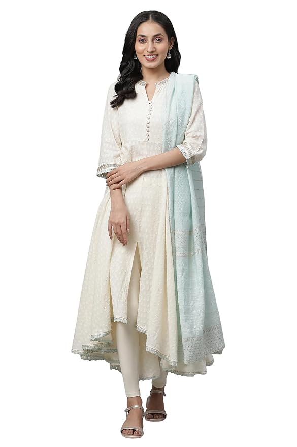 Off-White Pure Cotton Asymmetrical Kurta