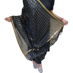 Women's Art Silk Check Dupatta