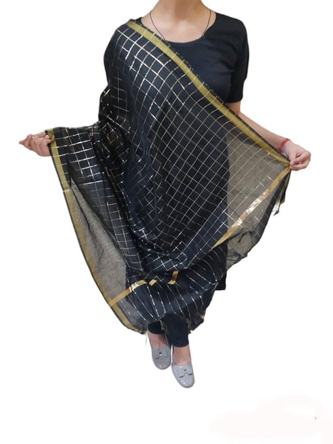 Women's Art Silk Check Dupatta