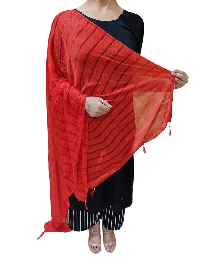 Women's Poly Chiffon Striped Dupatta - Image 8