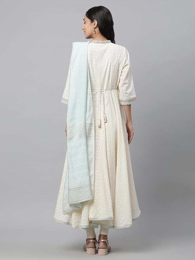 Off-White Pure Cotton Asymmetrical Kurta - Image 2