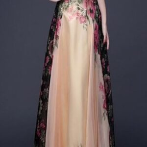 Towed Print Big Hem Evening Party Dress